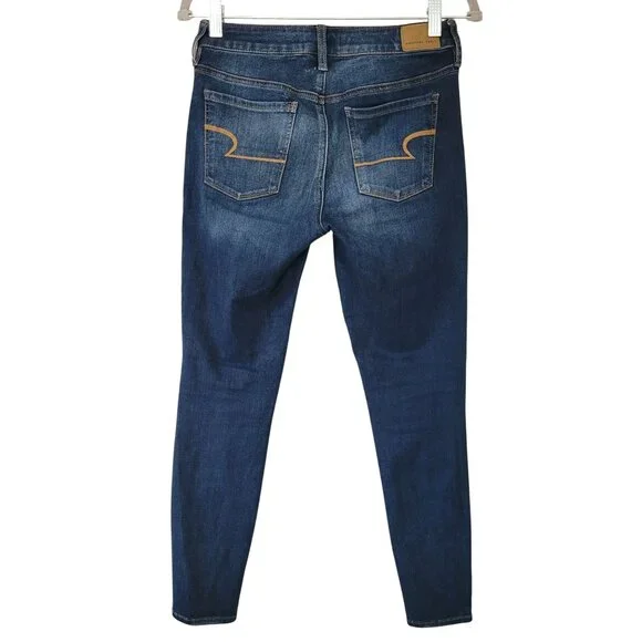 American Eagle 360° Ne(X)T Level Stretch Jeans Size 4 Short Distressed Denim - Picture 2 of 8